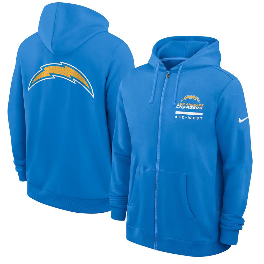 Men 2026 NFL Los Angeles Chargers zip-up hoodie Blue 01->atlanta falcons->NFL Jersey
